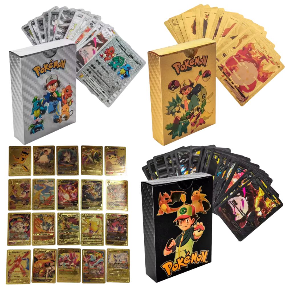55 Cartas Pokémon Vmax GX Caix - Party Games In Spanish avaliação e preço